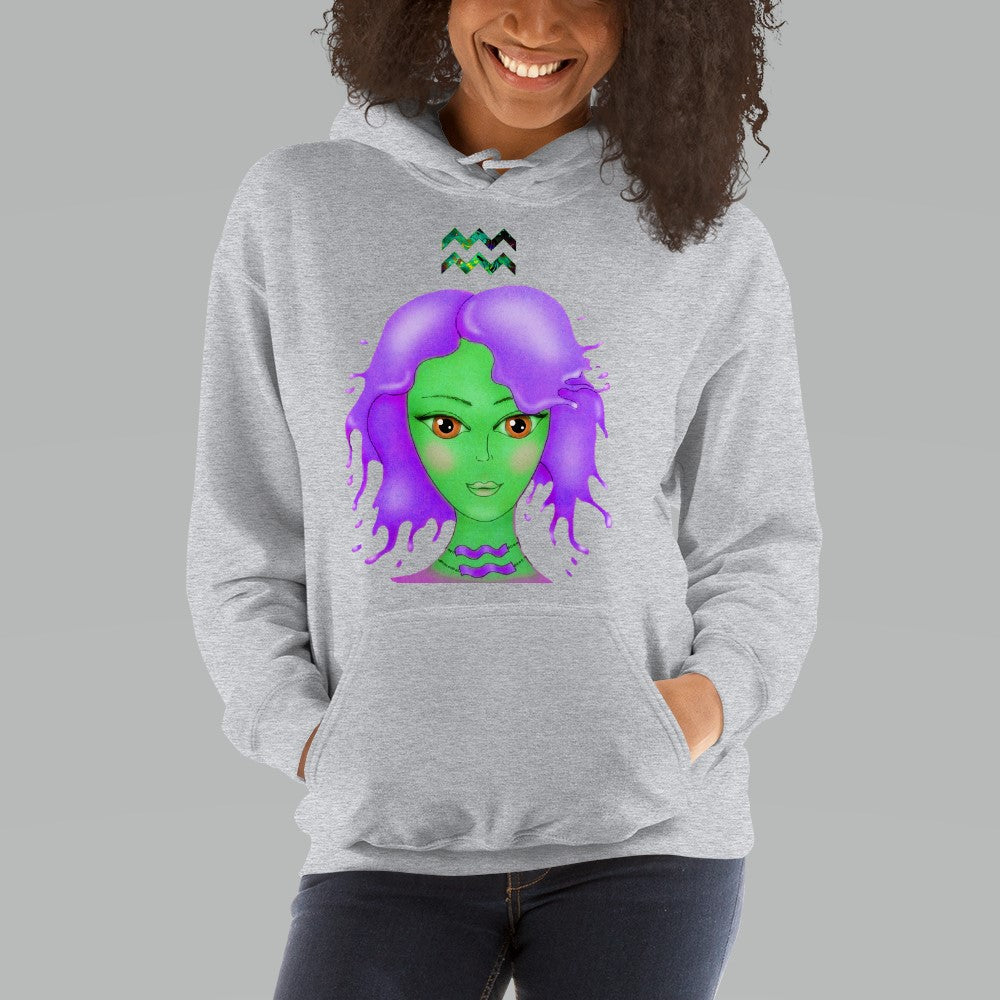 Athletic Casualwear Hoodie for Women- Aquarius Sun Sign. WickedYo.